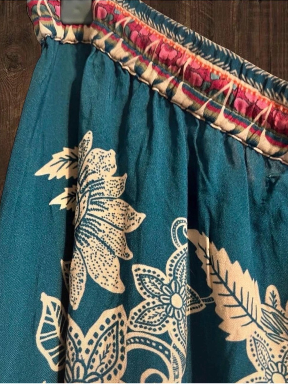 NATURAL LIFE Bohemian Teal Floral Maxi Skirt - Teal Floral - Picture 4 of 4